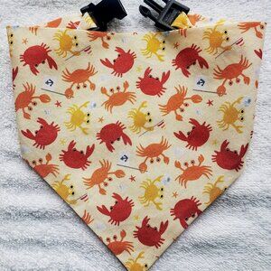 Clip on Dog Bandana With Buckle Pet Cat Bandanna Scarf Beach Sea Crabs Ocean